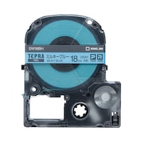 テプラ PROテープミルキーブルー18mmグレー字