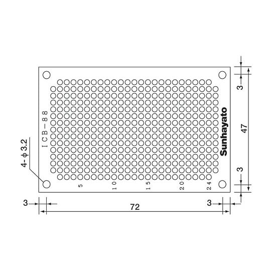 小型ユニバーサル基板 ICB−88GH