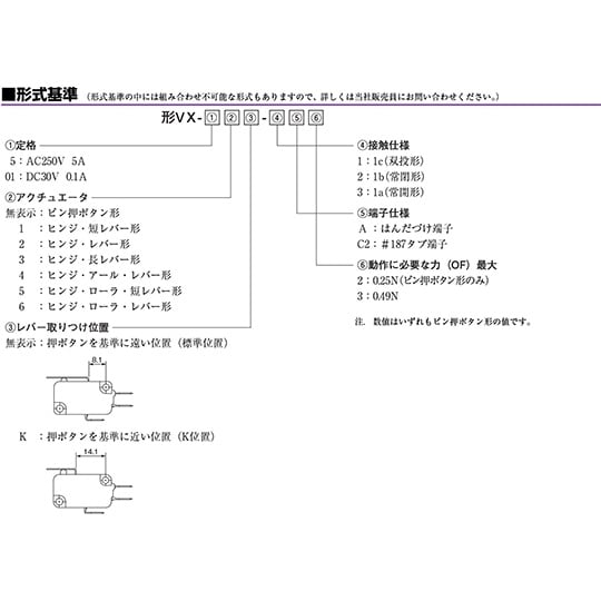 VX−01−1C23 小形基本スイッチ