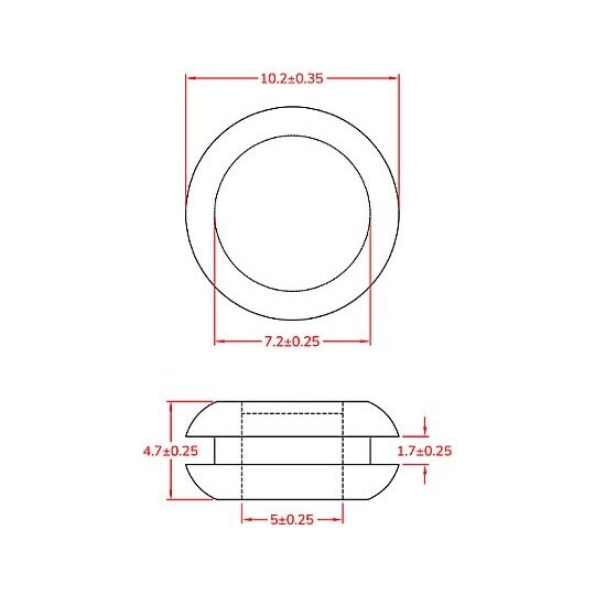 7.2mm 膜付グロメット(100個)