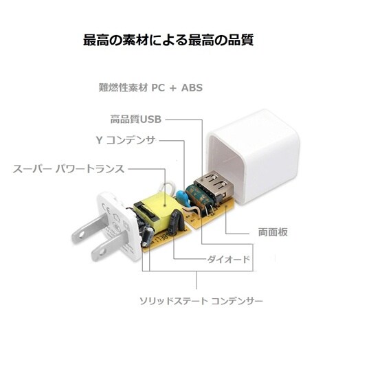 Type−A・1A出力USB充電アダプタ