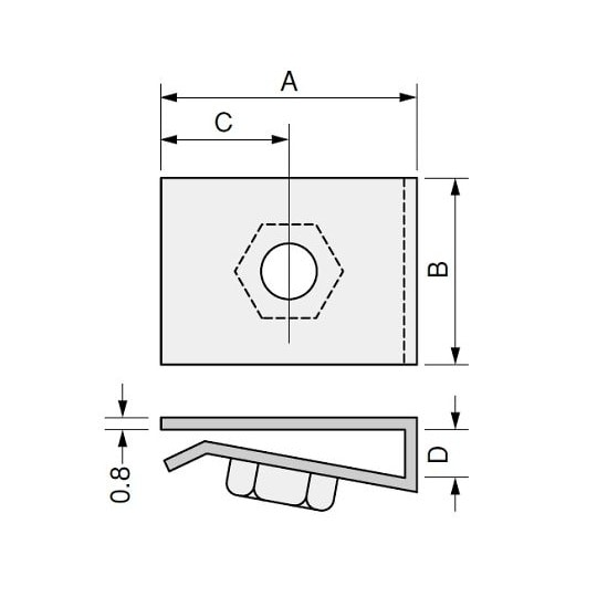 M 6/37x15mm クリップナット(