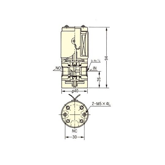 PTFE3方メス電磁弁 FSM−0408