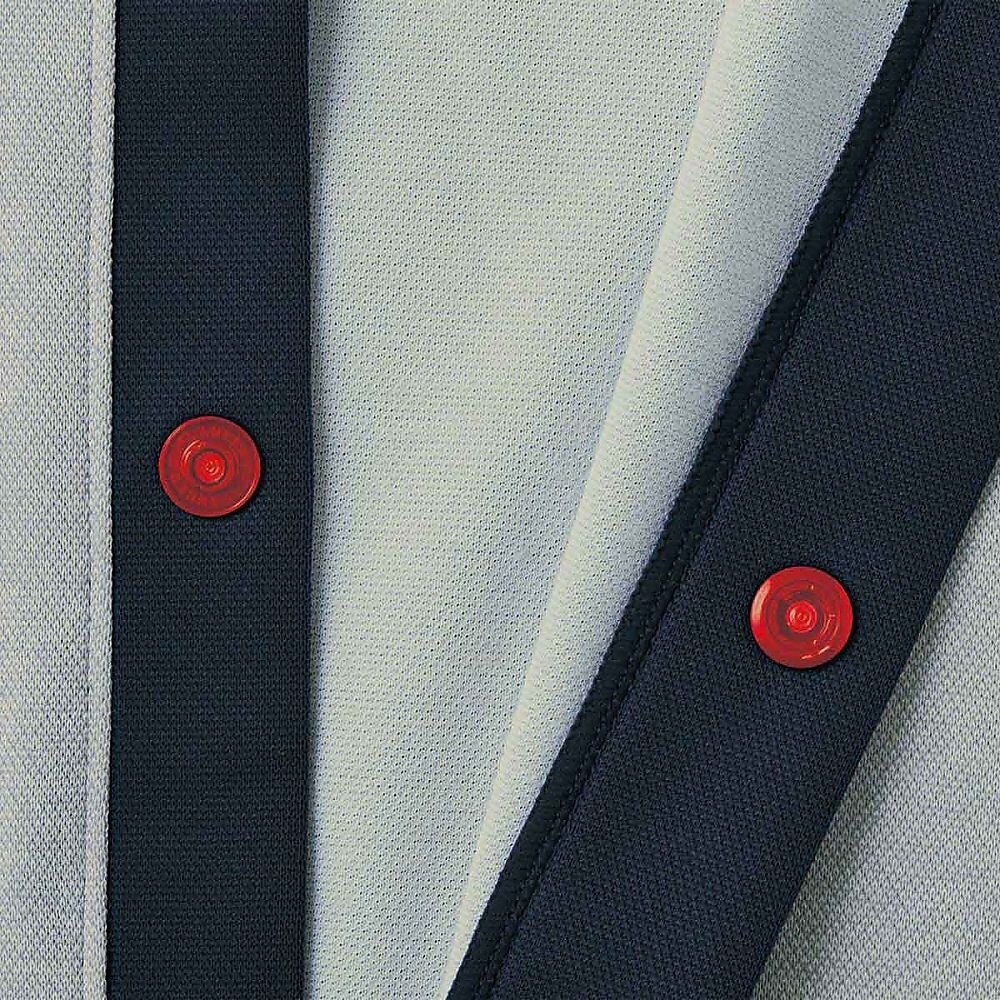 前開きシャツ ストロベリーレッド×シルバ