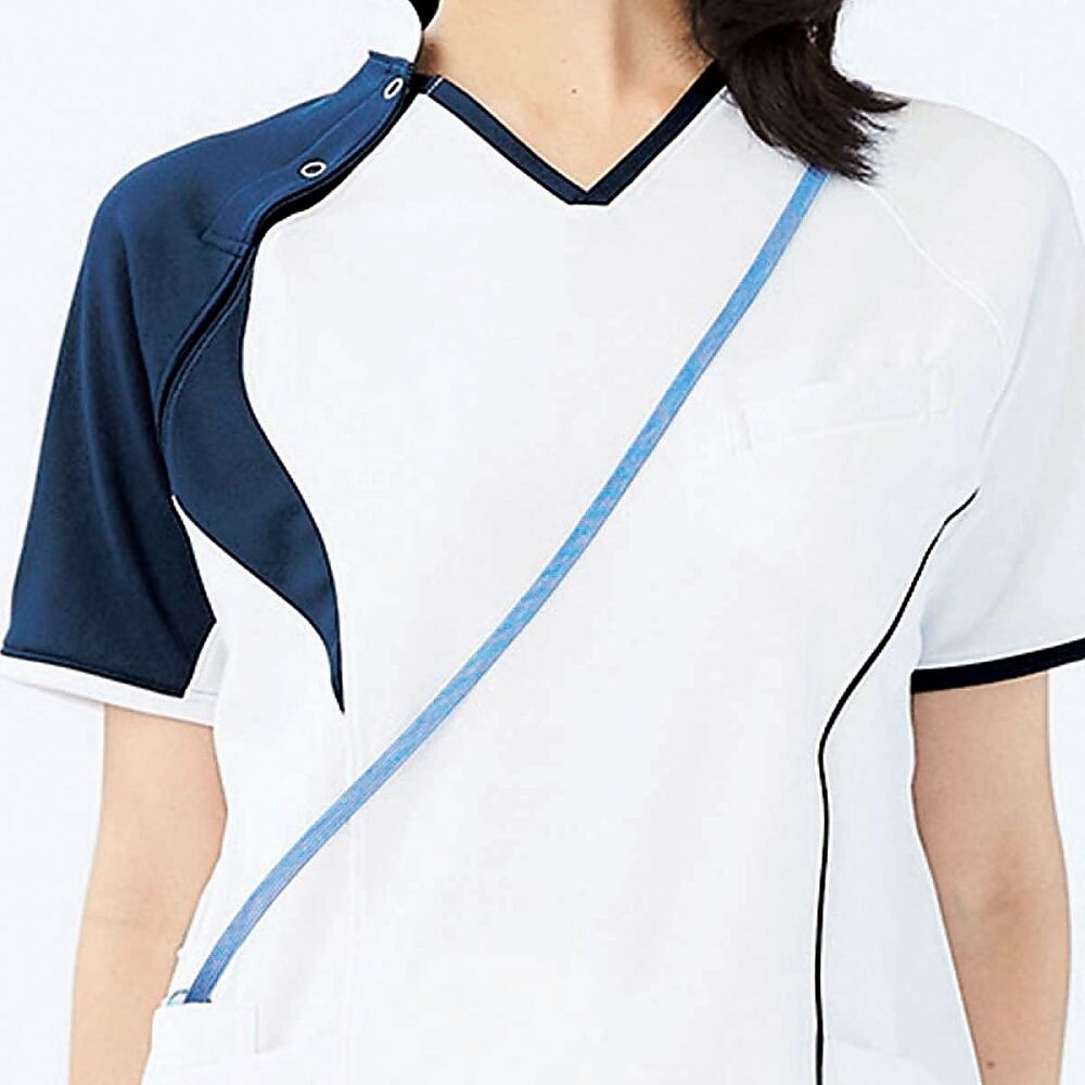 前開きスクラブ ピーコックグリーン LL