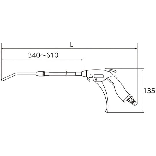 エアブローガン 伸縮ノズル 全長497−