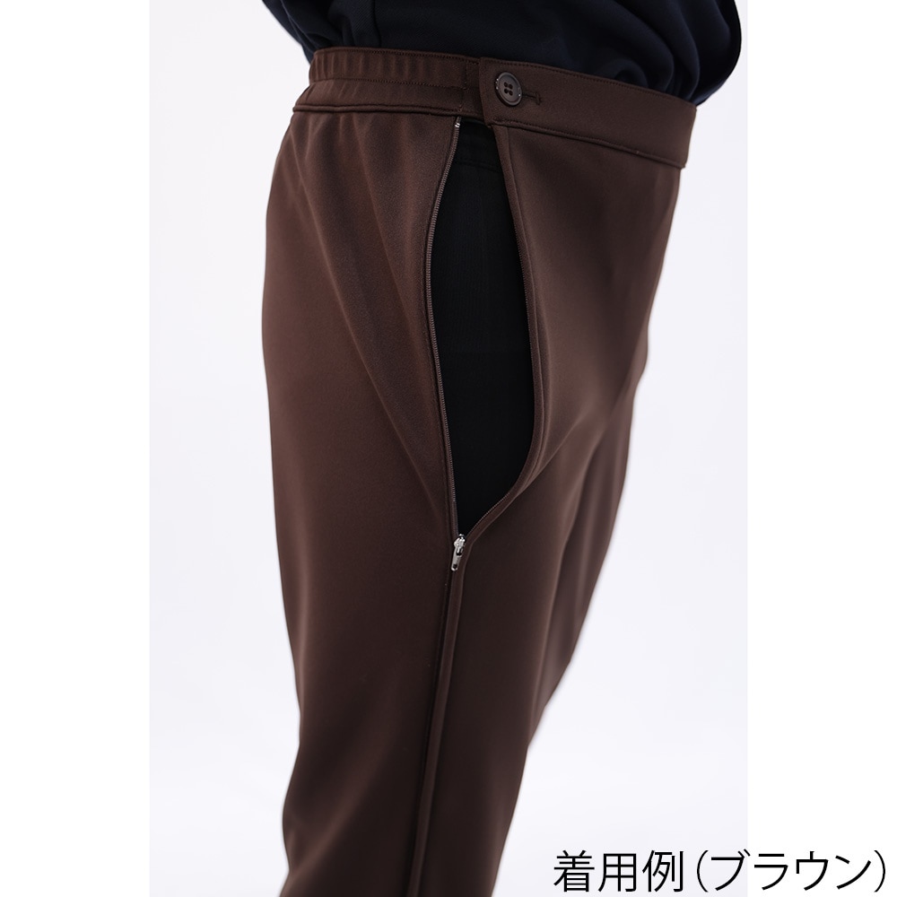 両脇逆開ファスナーパンツ ブラック LL