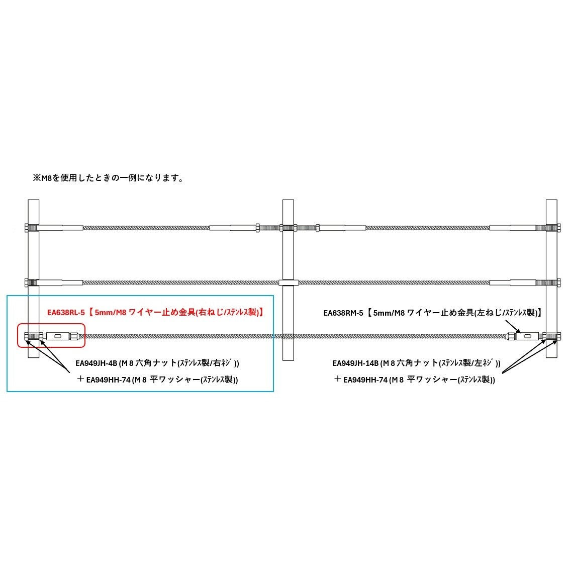 ワイヤー止め金具(右ねじ) EA638RL−16