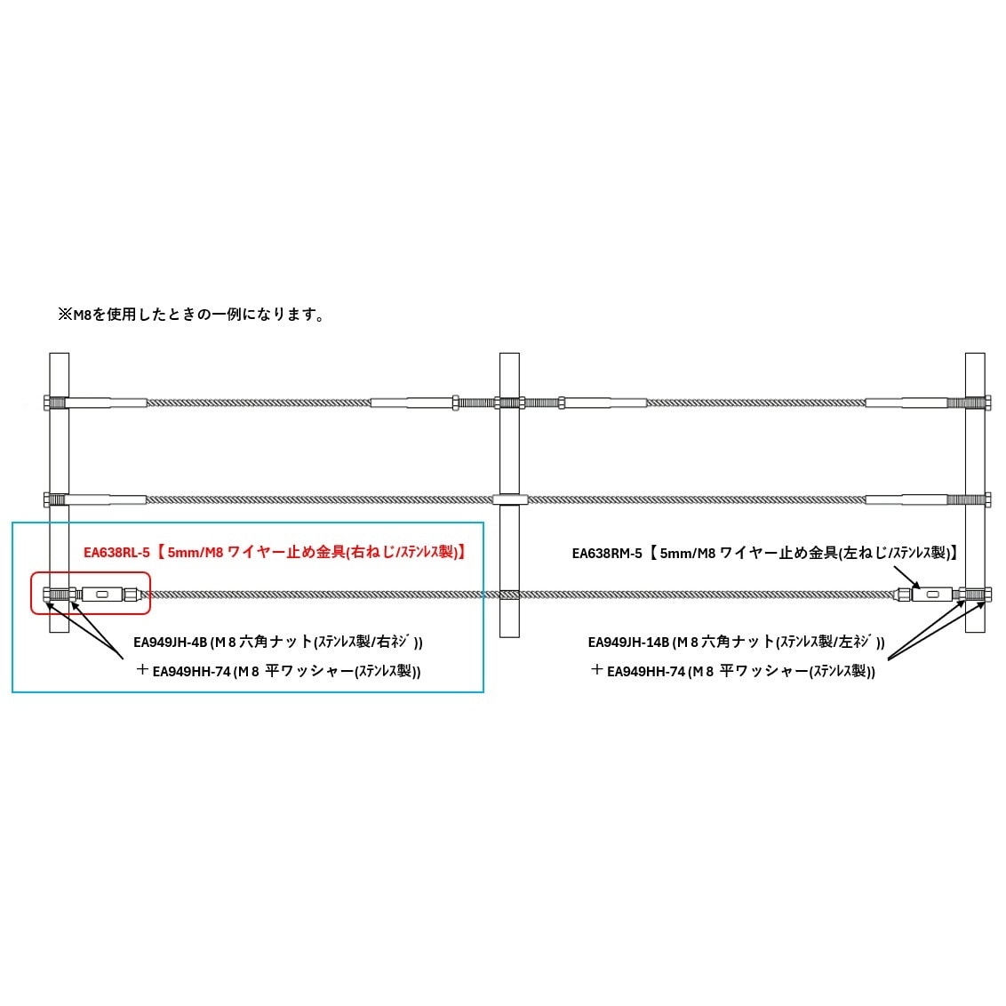 ワイヤー止め金具(右ねじ) EA638RL−6