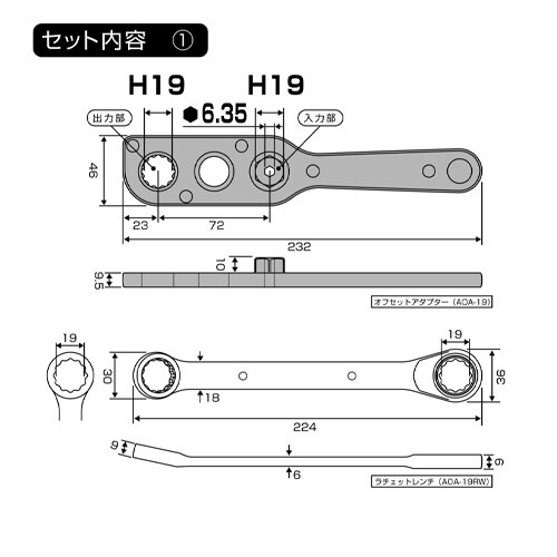 ラチェットレンチセット EA813A−47S