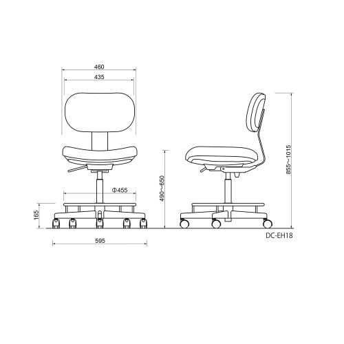 導電チェア 背付き 導電 ウレタン巻双輪