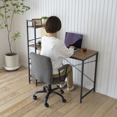 ラック付きデスク ブラウン