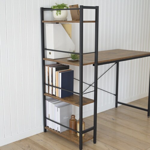 ラック付きデスク ブラウン