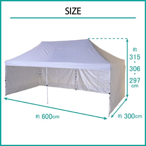 フォールディングタープ サイドシート4付 3×6m