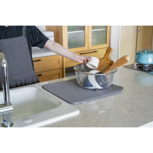 すっきり暮らす水切りかごまるい深型マットセット