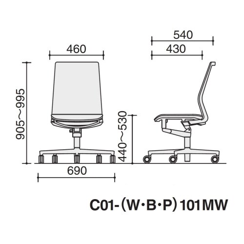 チェア ファブレ ホワイト脚プレーンメッシュ 肘無