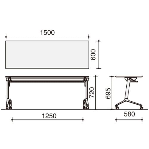 会議テーブル コンフェスト 幕板棚なし