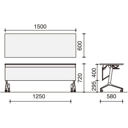 会議テーブル コンフェスト ハイ 幕板・棚付