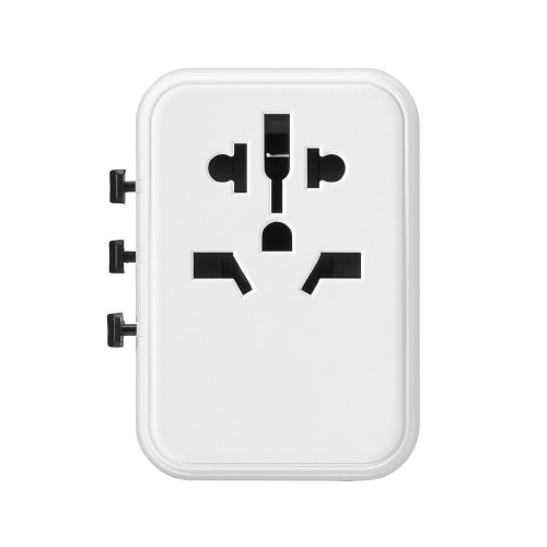 海外用マルチ変換プラグUSB付2.4A 白