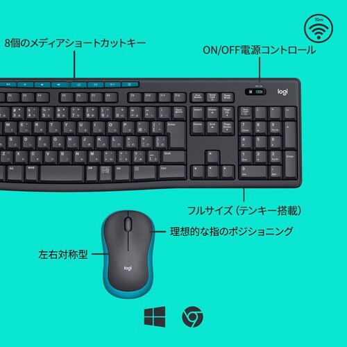 キーボード ワイヤレスコンボ MK270 グレー
