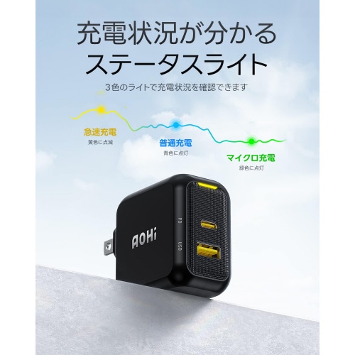 USB充電器& USB−Cケーブル BL