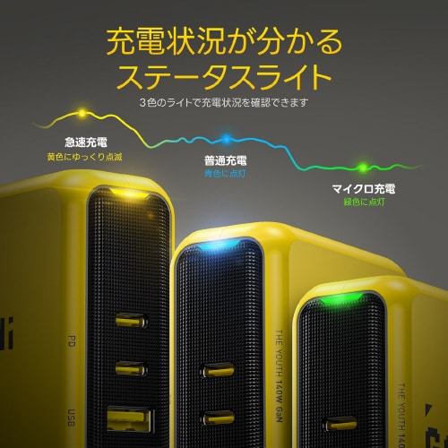 YOUTH USB充電器 PD 140W 3ポート
