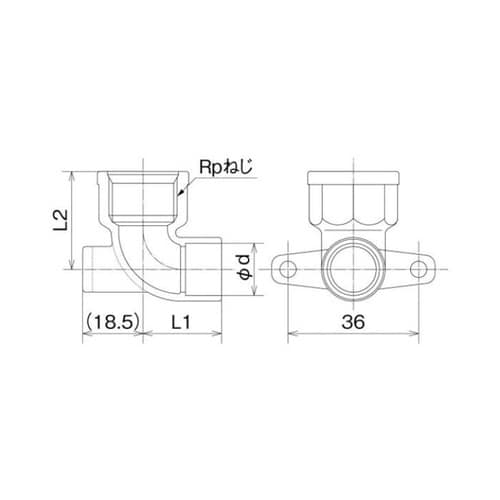 座付水栓エルボ(逆座)