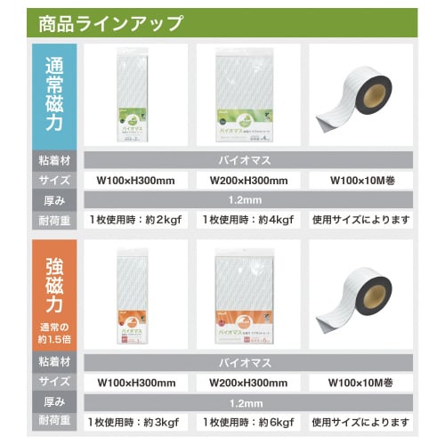 バイオマス粘着付マグネットシート小