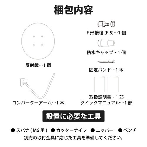 45形BS110度CSアンテナ(ブラック)