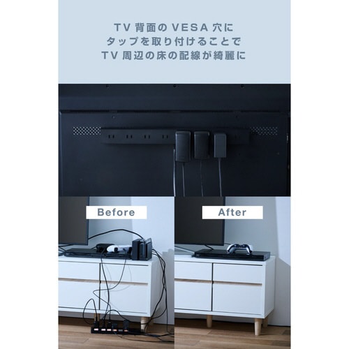 電源タップ 5m 8個口 VESA取付 ブラック
