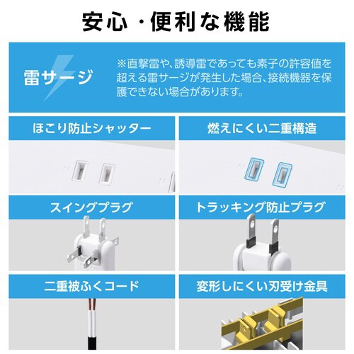 延長コード 電源タップ 2m PD30W ホワイト