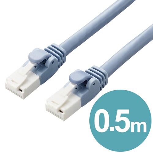 LANケーブル CAT6A 爪折れ防止 0.5m青