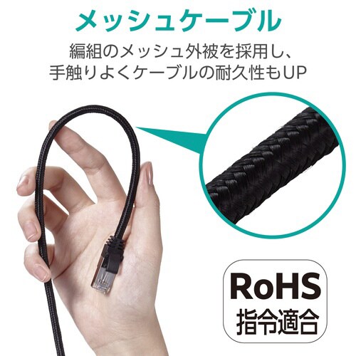 LANケーブル CAT7 2m 爪折れ防止 黒
