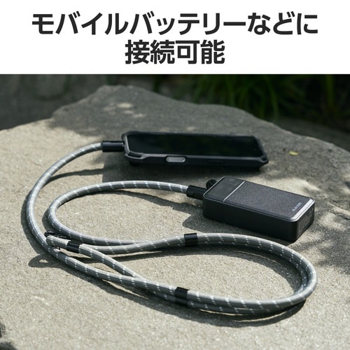 スマホストラップ ケーブル 2in1 ストライプ