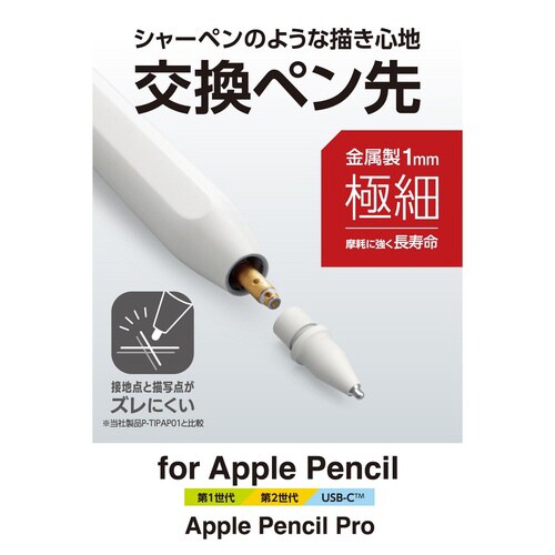 ApplePencil 交換用ペン先 2個 極細