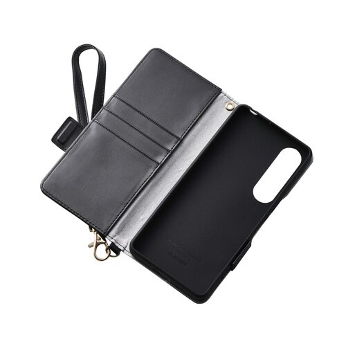 Xperia1VII ストラップ付ケース ブラック