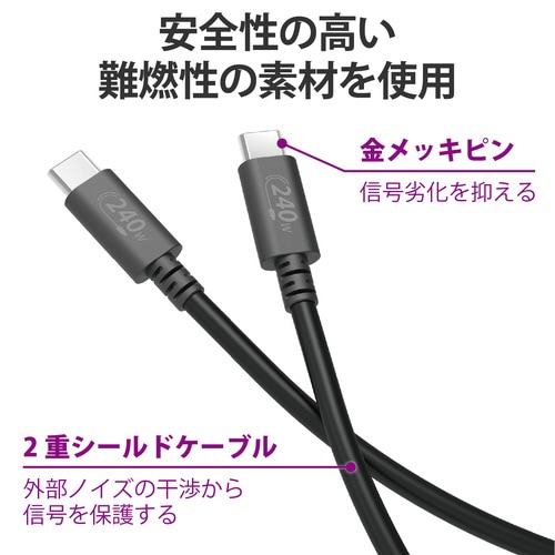 TypeCケーブル 2m PD 240W ブラック