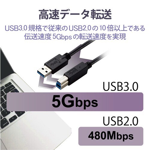 USB3.0ケーブルA−B 固定 1m ブラック