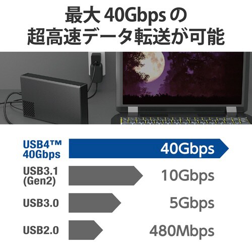 TypeCケーブル 1m 240W USB4 黒