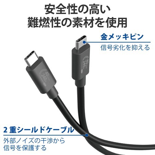 TypeCケーブル 1m 240W USB4 黒