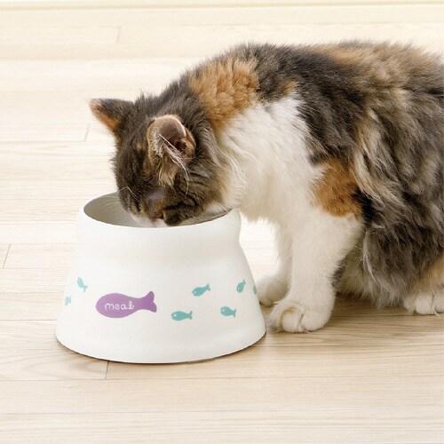 こぼれにくい 脚付キャットディッシュ