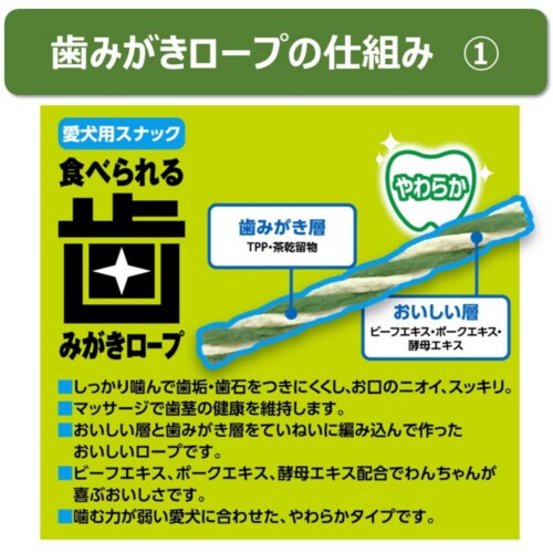 食べられる歯みがきロープ愛犬用やわらかS
