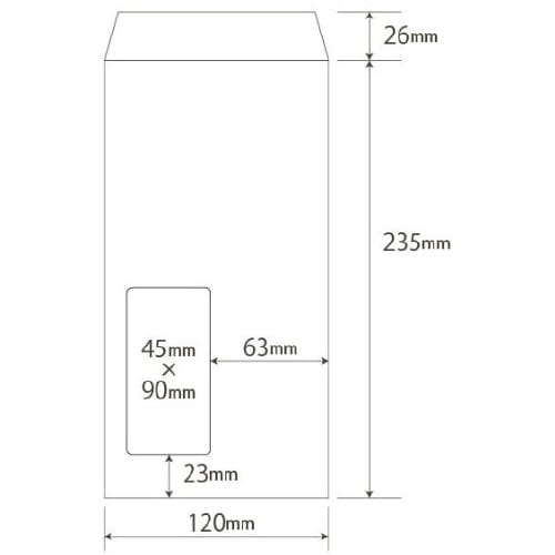 長3封筒 窓付 クラフト 〒枠なし1000枚