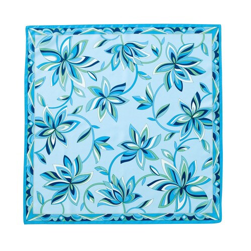 スカーフ リーフプリント ブルー