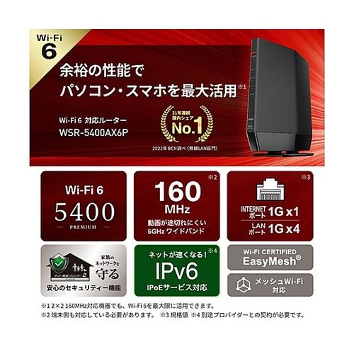 Wi−Fiルーター(Wi−Fi6対応)