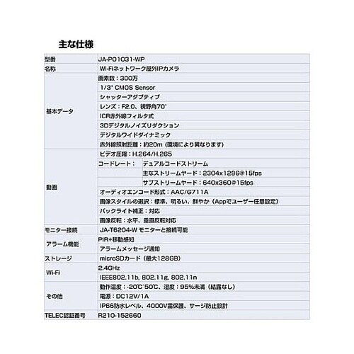 ワイヤレスカメラ・モニターセット EA8