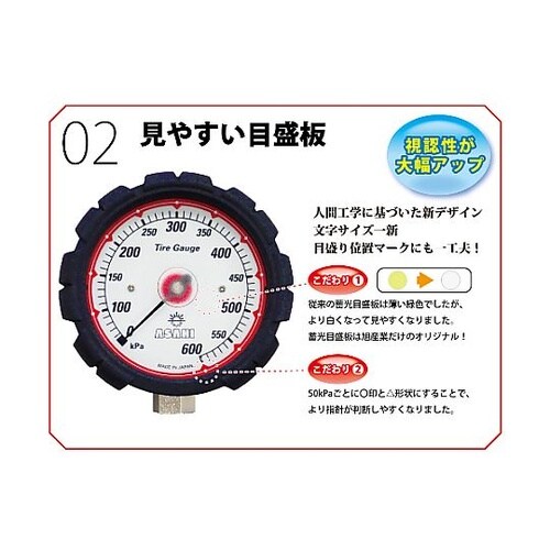 120−1200kPa タイヤゲージ&チ