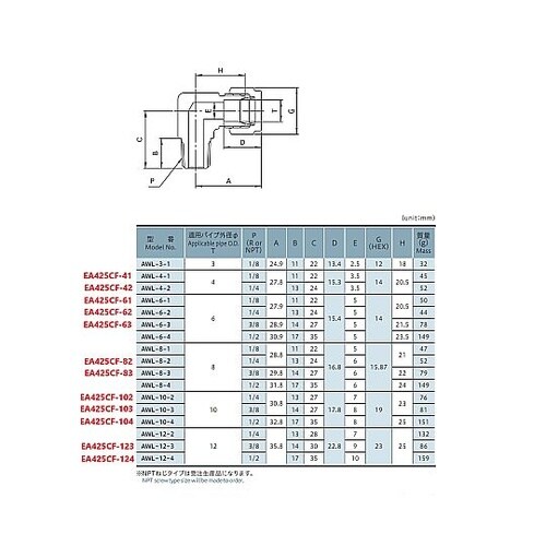 R 3/8”x12mm ユニオン(エルボ