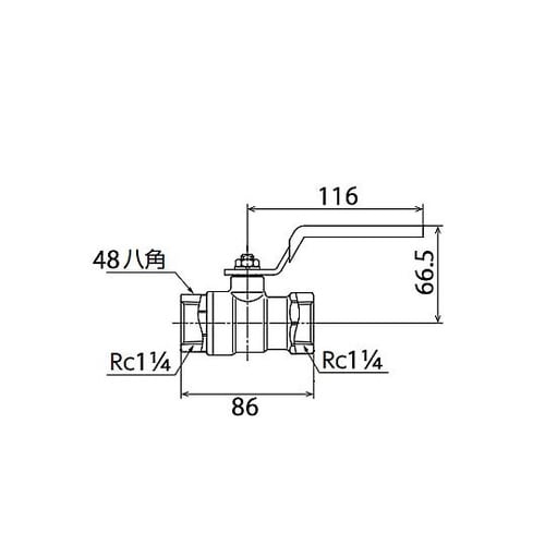 Rc1・1/4” ねじボールガス栓(LP