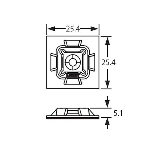 25.4x25.4mm結束バンド用ベース